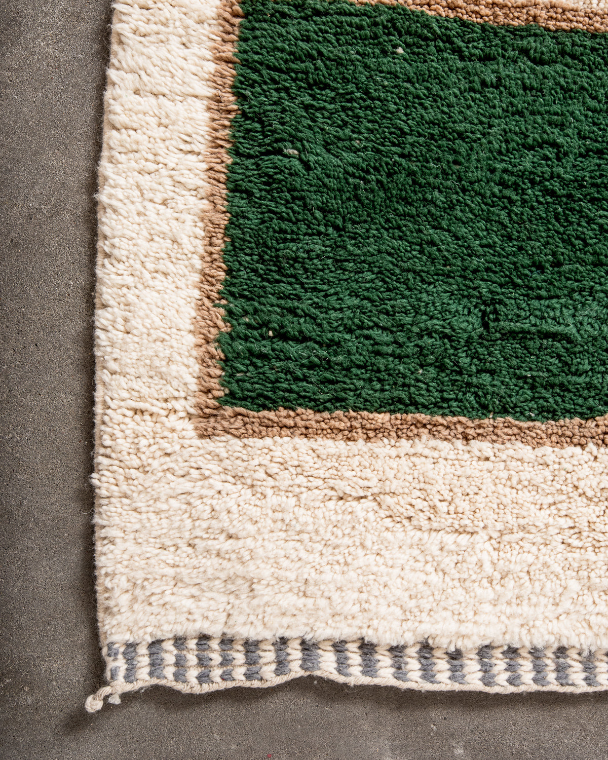 Modern, designer, handcrafted Berber rug from Morocco. Beniourain carpet with beautiful colours and patterns and fluffy wool texture.